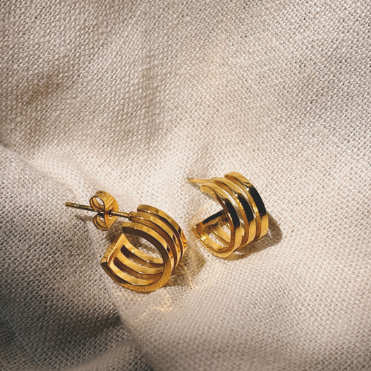 ERLINA Oval Triple Hoops Ohrring |Earring Gold