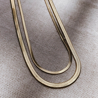 HERRINGBONE CHAIN 3mm Stainless Steel Halskette | Necklace Gold