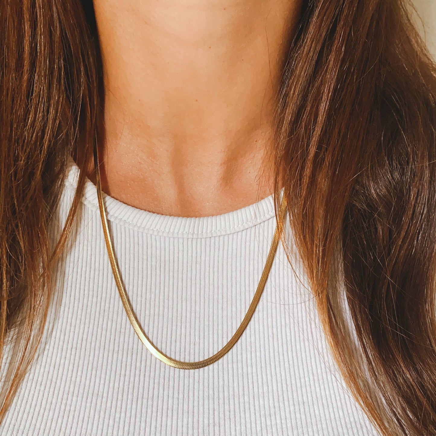 HERRINGBONE CHAIN 3mm Stainless Steel Halskette | Necklace Gold